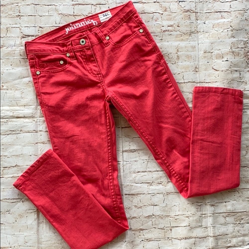 Johnnie B Juniors Red Skinny Denim Jeans EUC